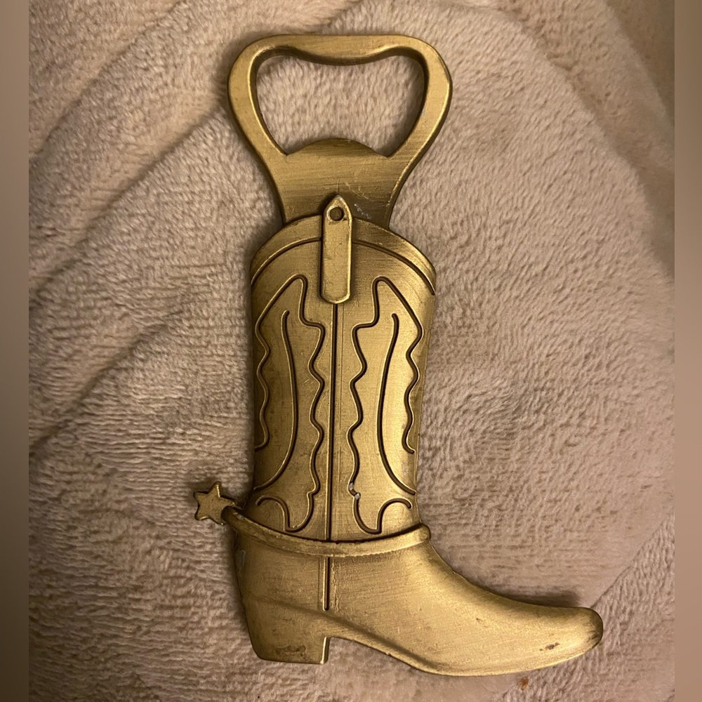 Cowboy Boot Bottle Opener Stainless Steel with brass overlay. #12